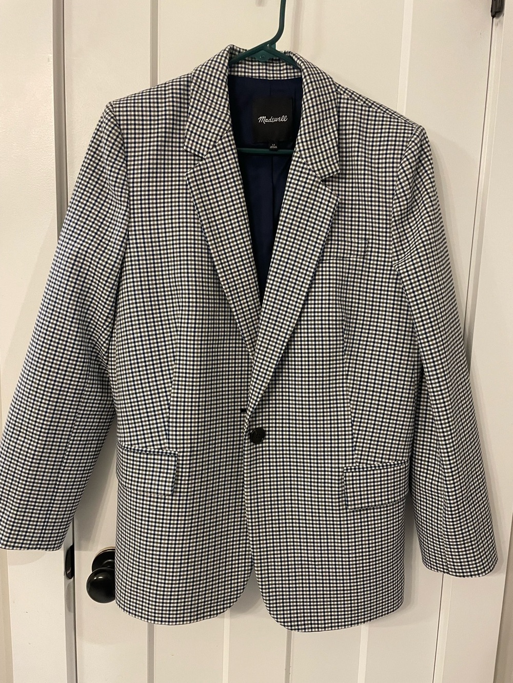 NWOT Madewell Navy Black and Grey Gingham Boyfriend Blazer